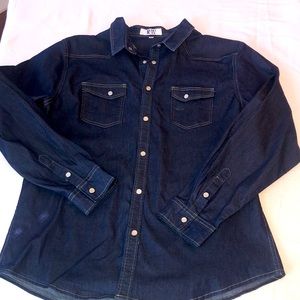 Dark Denim Stretch Button Shirt